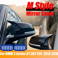 high quality gloss black carbon fiber pattern m4 style for bmw 3 series gt 3gt f34 2013 2018 rearview mirror cover