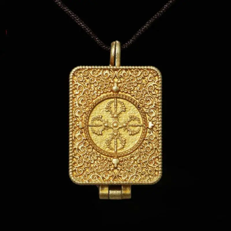 

Prayer Ghau Box Amulet Pendant Vajra Dorje Tibet Copper Vajra Buddha Necklace Mascot Engraving Vajra Collection Ornaments