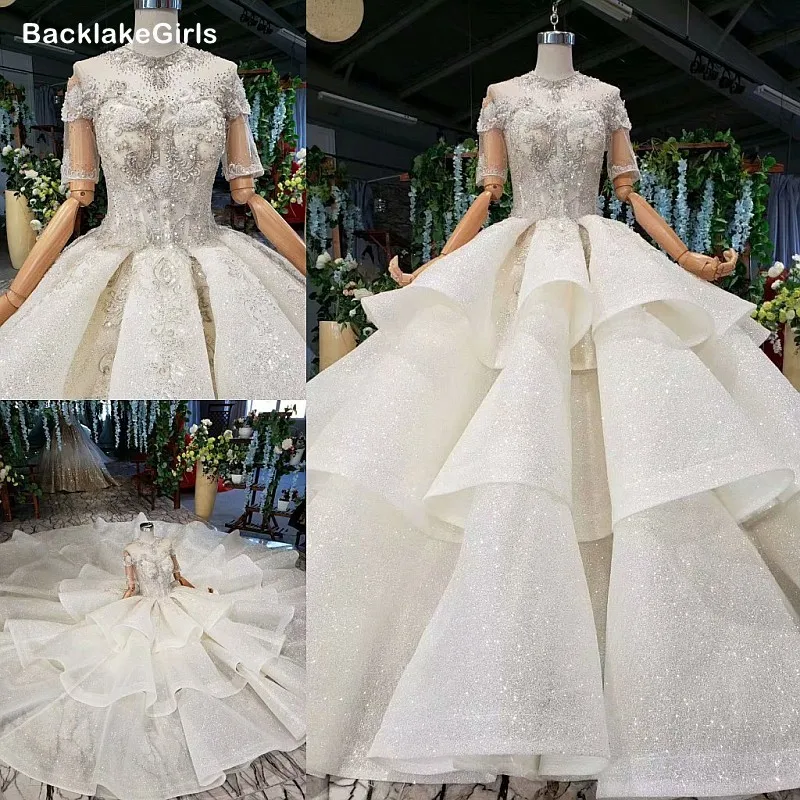 Бальное платье свадебное с рукавом тюль кружево бисер блестки иллюзия роскошное