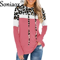 pullovers harajuku hoodie 2021 autumn winters leopard printed splicing long sleeve fleece sweatshirt female casual streetwear