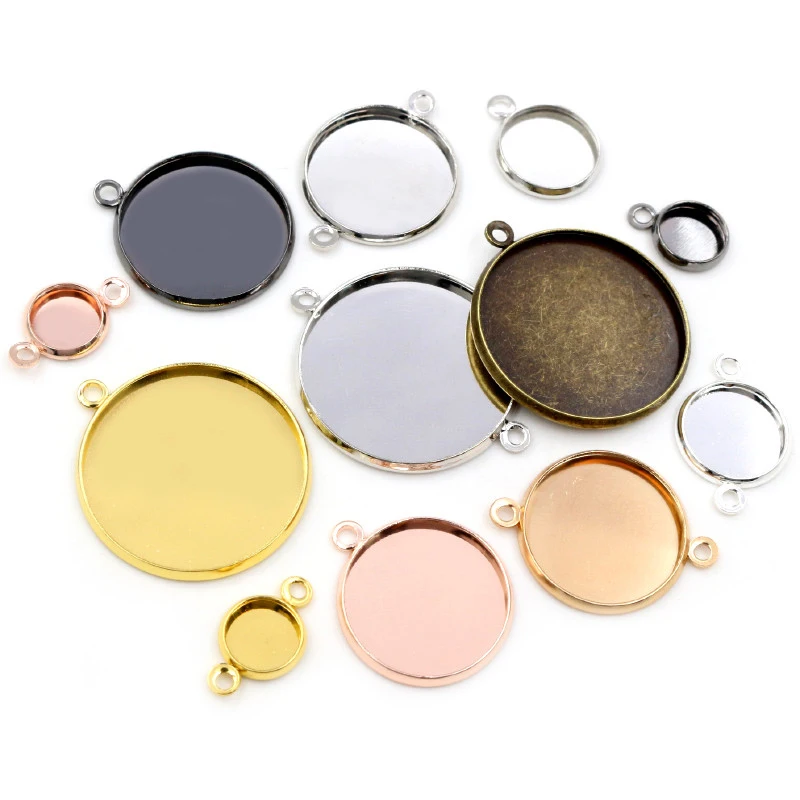

8-25mm Single/Double Loops Round Cabochon Base Tray Bezels Blank Setting Supplies For Jewelry Making Findings Bracelet Pendant