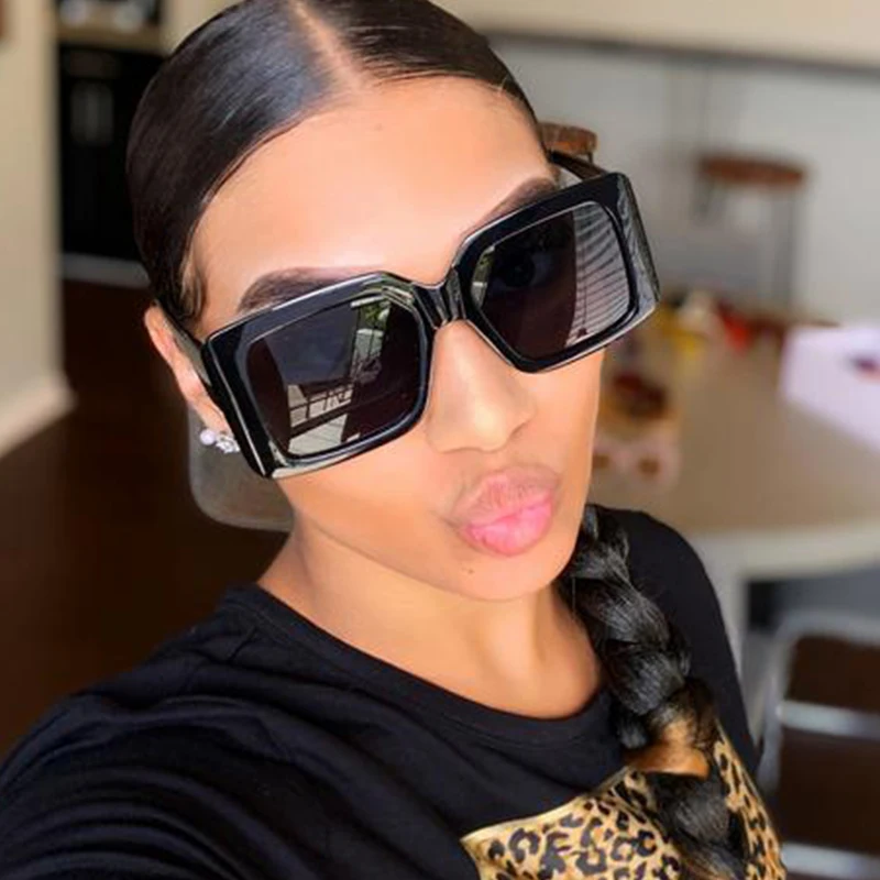 

Square Clear Shades Sunglasses Woman Big Frame Rectangle Sun Glasses For Women Fashion Designer UV400 Eyewear