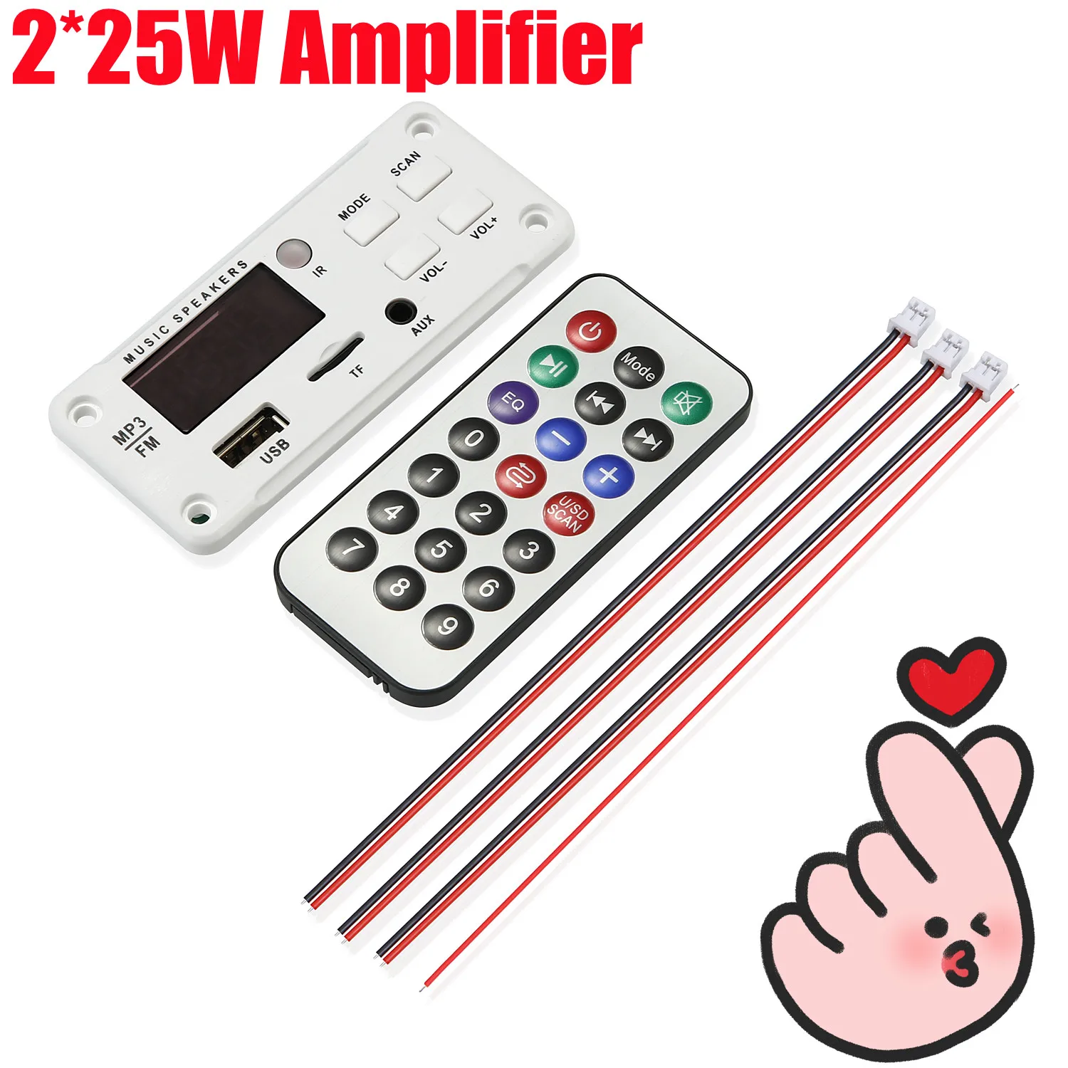 Hot 50W Bluetooth V5.0 MP3 Decoding Board Module Wireless USB Player TF Card Slot / FM Remote For Car Speaker Phone | Электроника