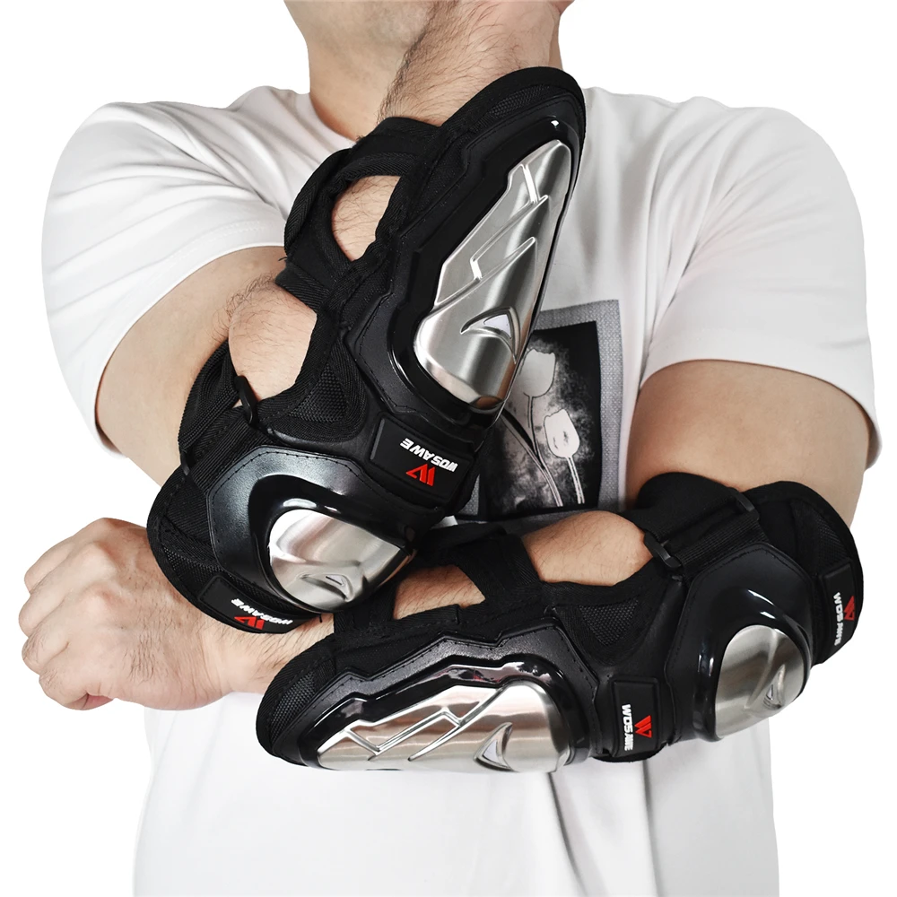 Elbow Pads WOSAWE мотоцикл локоть и колено наборы стартового стола мотокросса колено протектор защитный Ортез поддержка горный велосипед ATV нержавеющей защитный щиток - Цвет: Elbow Pads