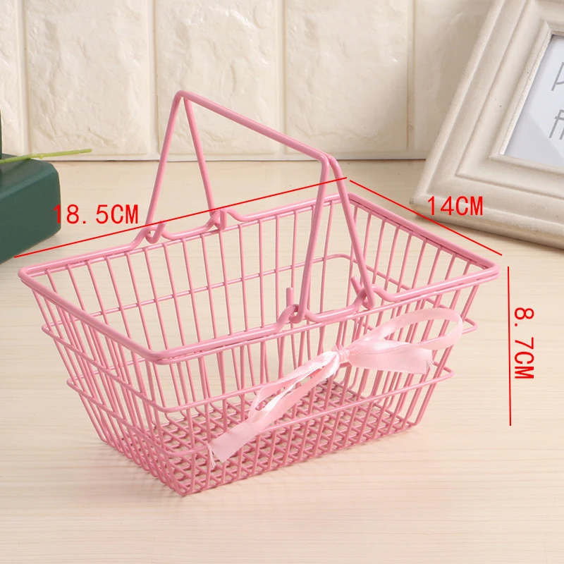 

1pcs Pink Girl Mini Storage Basket Desktop Finishing Cosmetics Jewelry Storage Basket Dormitory Storage Artifact