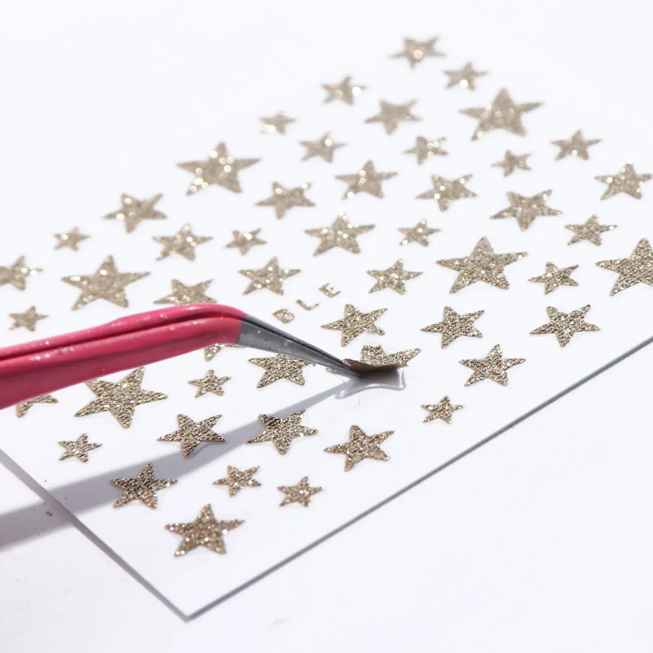 

Nail Art Glitter Star Stickers 3d Nail Art Adhesive Stickers Self-adhesive Shiny Black Gold Slider Applique Nail Art Accessories