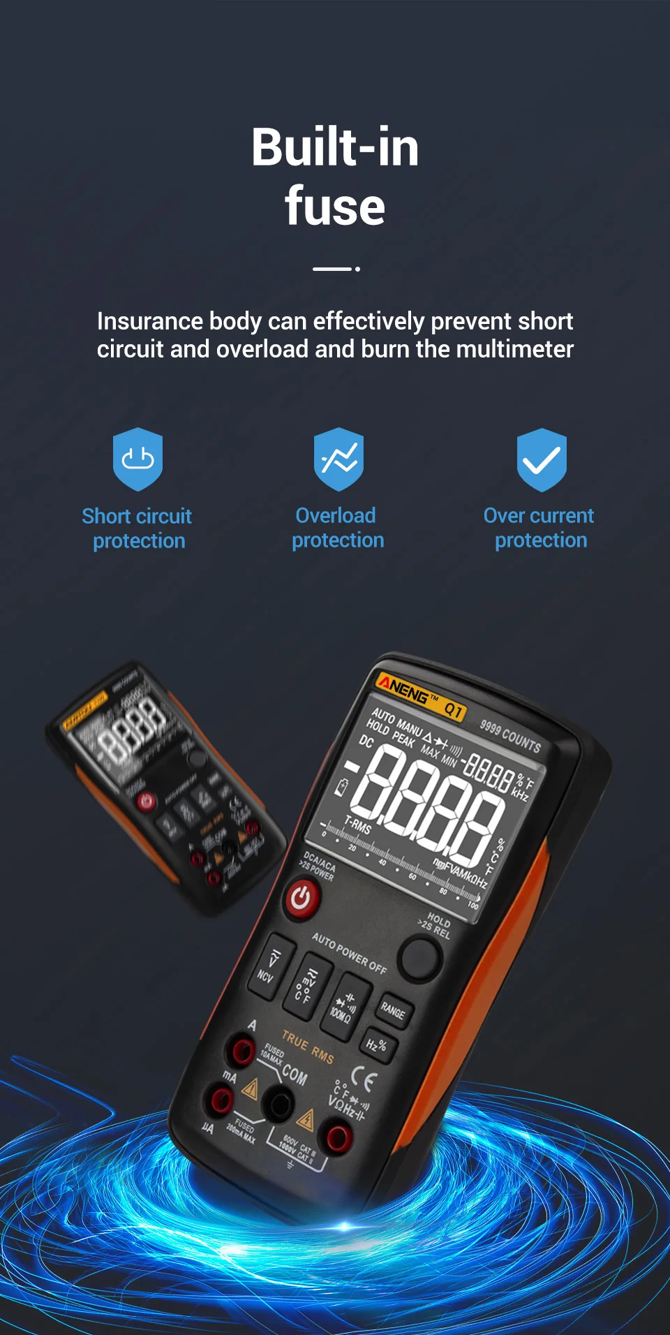 ANENG Q1 мультиметр тестер 9999 мультиметр цифровой rm409 esr meter digital multimeter транзистор тестер указатель напряжения конденсаторов tester мультиметры мультиметр с термопарой dc dc analog multimeter