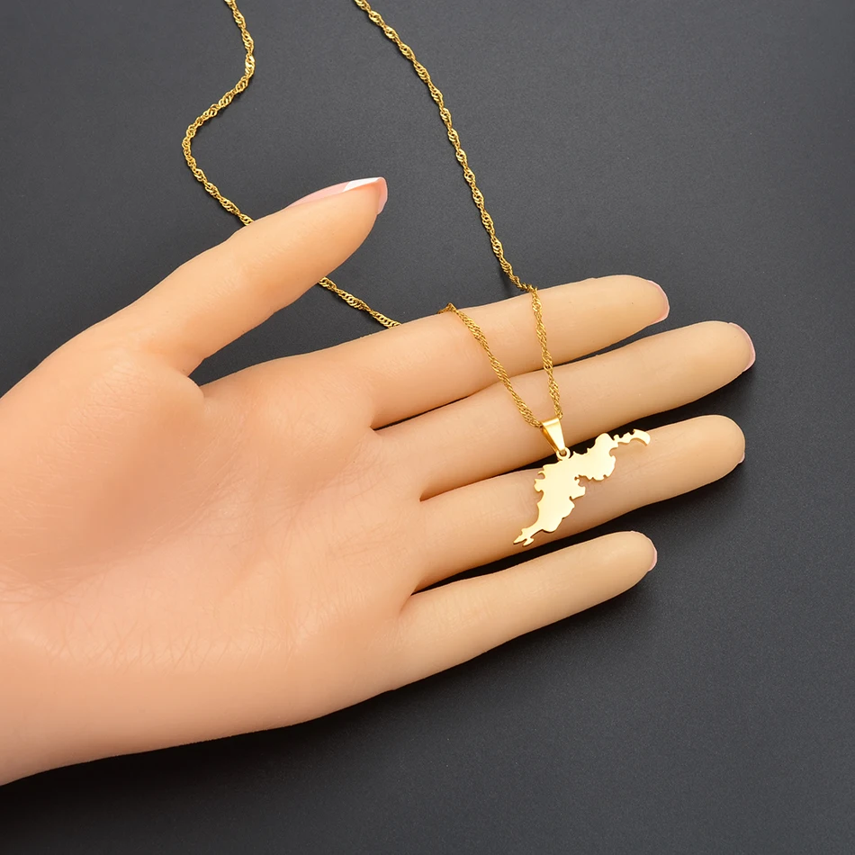 Колье на цепочке Anniyo с пендантом карты Британских Виргинских Островов Тортола BVI для женщин и девочек ювелирных изделий #115621.