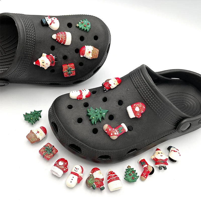 Christmas Shoe Pins DIY Parts Santa Claus Snowman Tree Croc Shoe Charms Decorations For Clogs Garden Shoes Accessories Xmas Gift