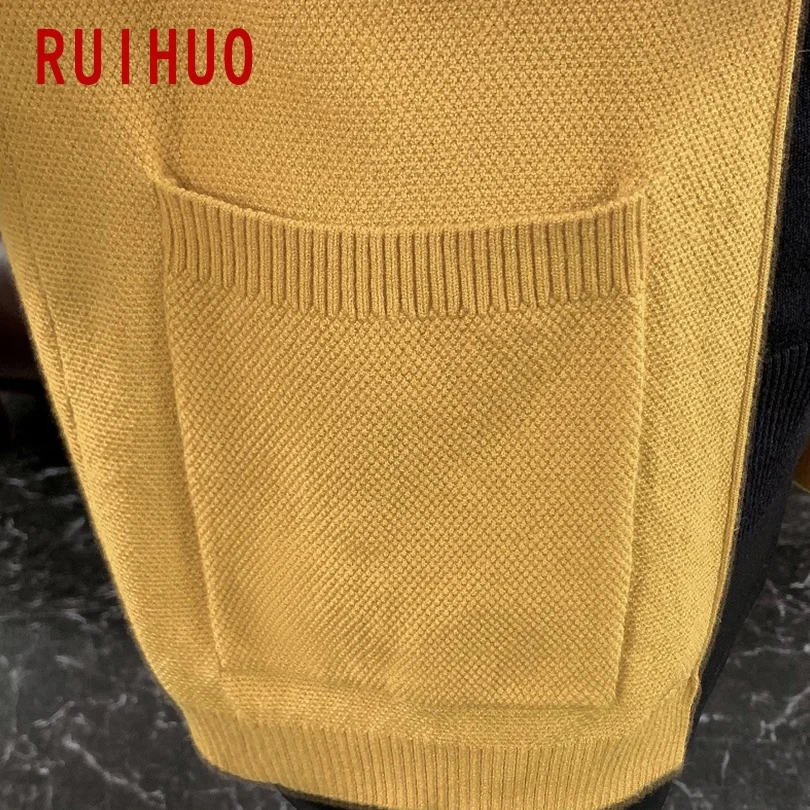 

RUIHUO Solid Mens Cardigan Knitted Top Autumn Winter Mens Sweater Knitted Mens Clothing 2021 Spring New Arrival M-3XL