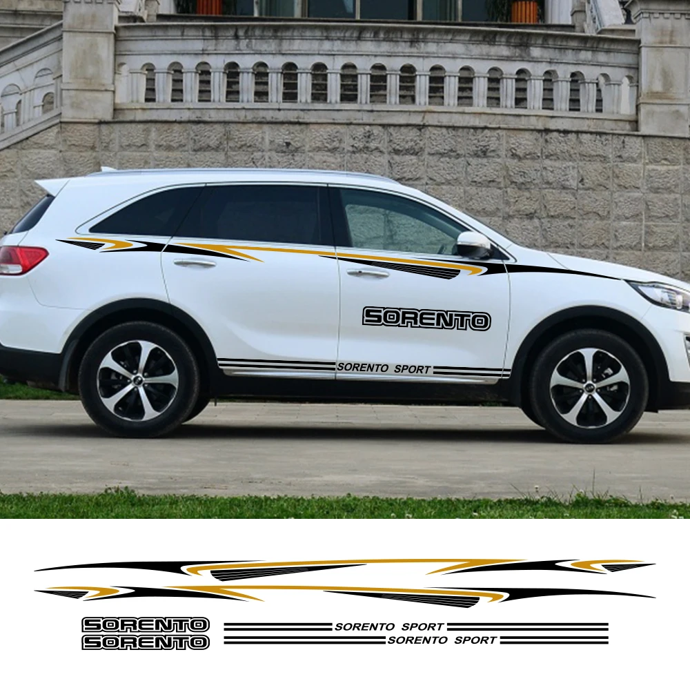 2 шт. для KIA Sorento автомобиль Стикеры гонки с полосками по бокам авто виниловые