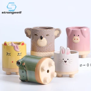 Миниатюрная модель животных Strongwell из мультфильма, керамические цветочные горшки, декоративные аксессуары для сказочного сада, Настольная витрина, плантатор, поделки