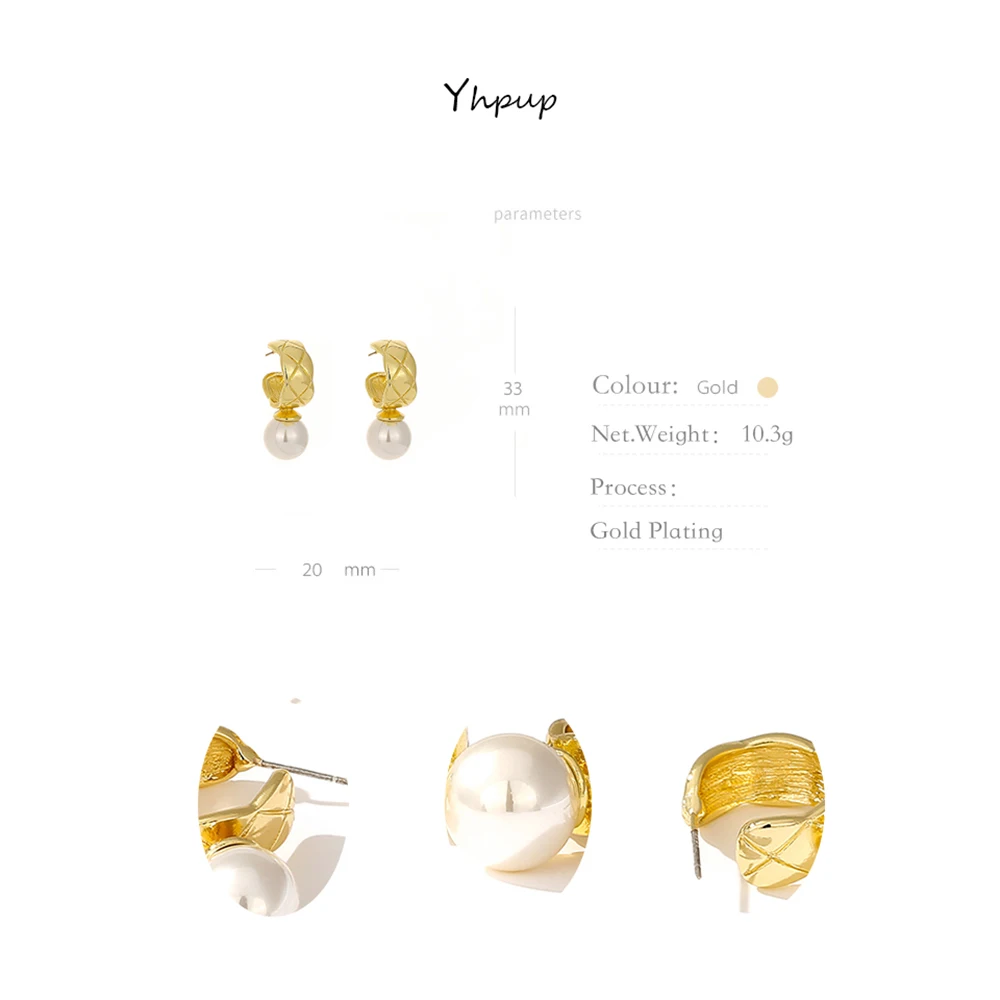 Yhpup, модная геометрическая форма, цинковый сплав, серьги-гвоздики, искусственный жемчуг, высокое качество, Oorbellen, модные ювелирные изделия для женщин, вечерние, подарок, новинка