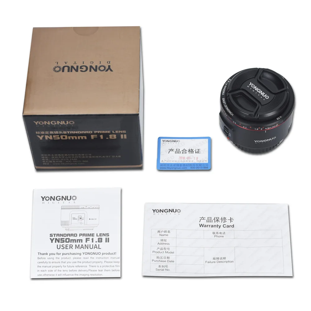 Объектив YONGNUO YN50mm F1.8 II с большой апертурой и автофокусом маленький объектив супер