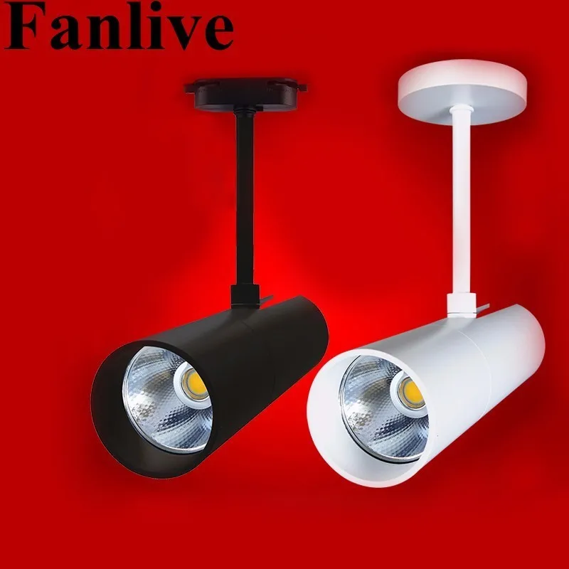 

Fanlive 10pcs LED Indoor Wall Track Rail Lighting 2 Wire 7W 10W 15W COB LED Track Light Surface Mounted Spotlight AC 85-265V