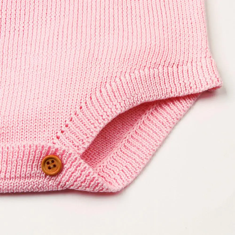 

Newborn Baby Pure Color Knitting Round Collar Buttons Bodysuit Baby Spring Bodysuit for Newborns Baby Girl Bodysuit RL2