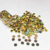 50pcslot 14mm multicolor flower beads rhinestone bezel patch crystal cabochon rould for diy jewelry making handmade accessories