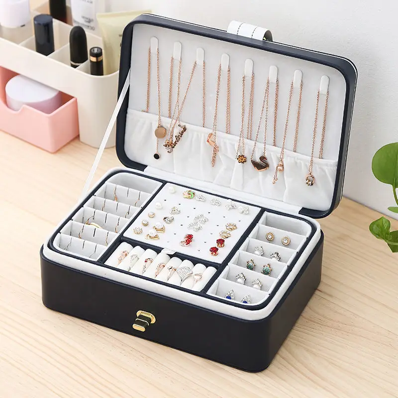 

Large Capacity Multi Layer Leather Jewelry Box European Luxury Earrings, Necklaces, Rings, Jewelry Display