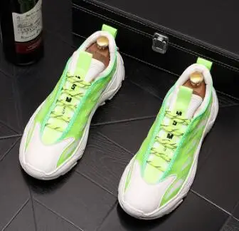 

Мужские сетчатые кроссовки, зеленые дышащие кроссовки на платформе, повседневная спортивная обувь на плоской подошве, для тенниса, Новинка ...