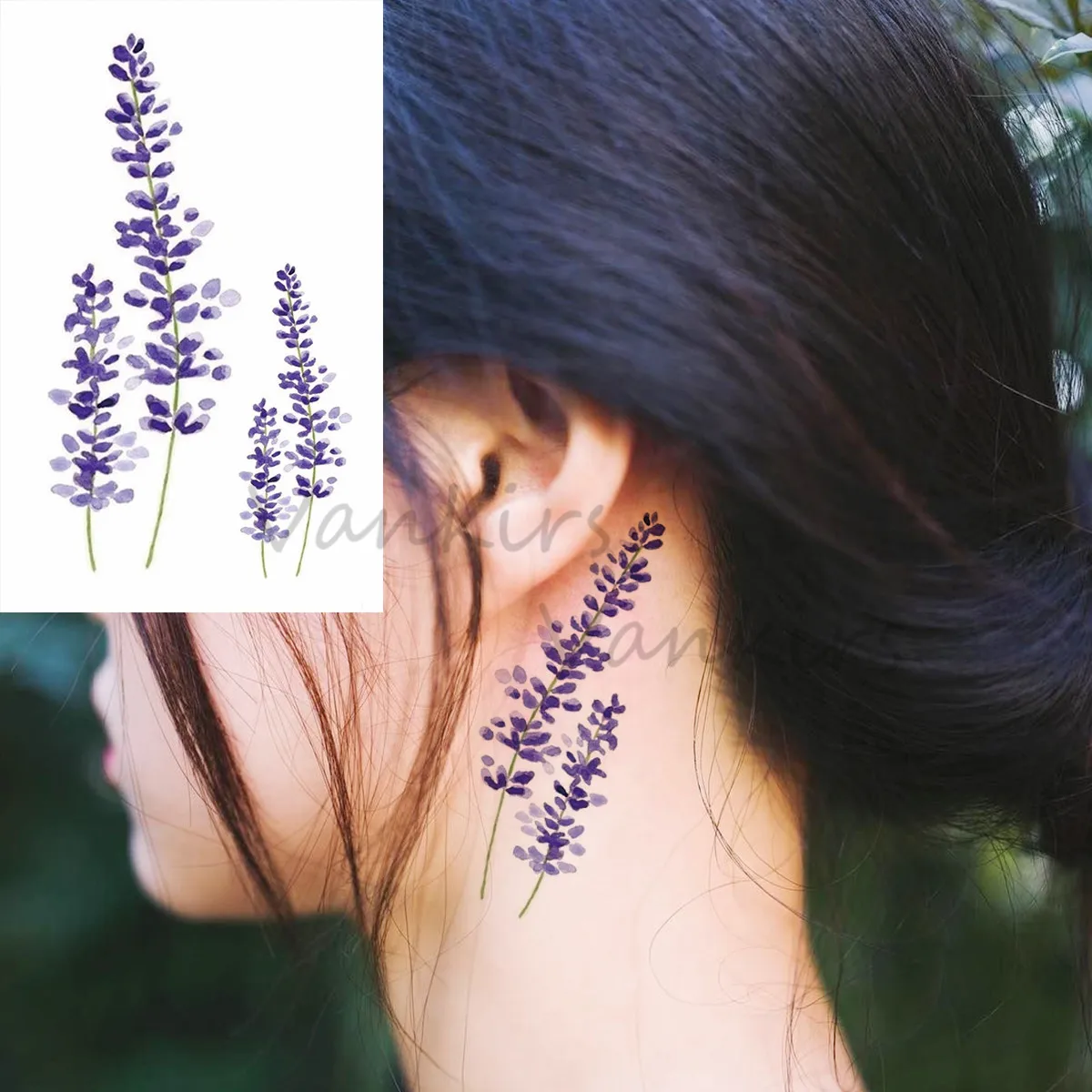 Красочные Лавандовые Временные татуировки для детей и взрослых реалистичный