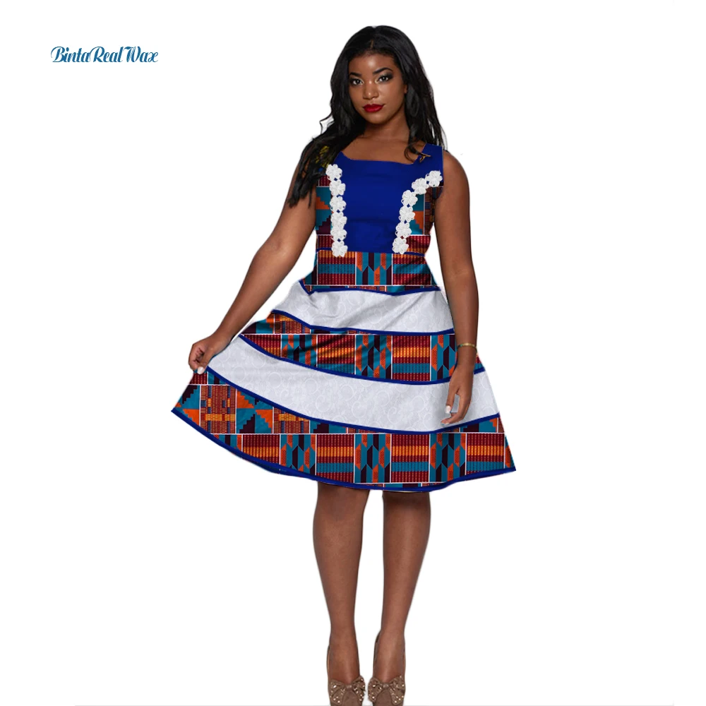 

Summer Lace Print Dresses for Women Custom Clothing Bazin Riche African Wax Cotton Pearls Beads Dresses for Women Party WY2905