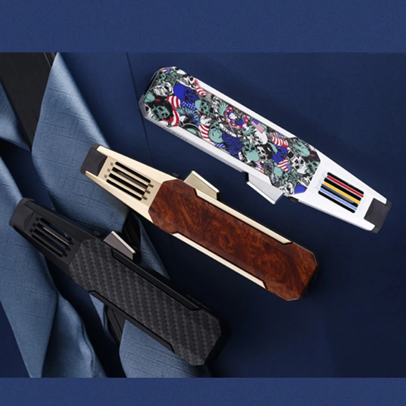 Ветрозащитная турбозажигалка для сигар многоразовая газовая зажигалка с