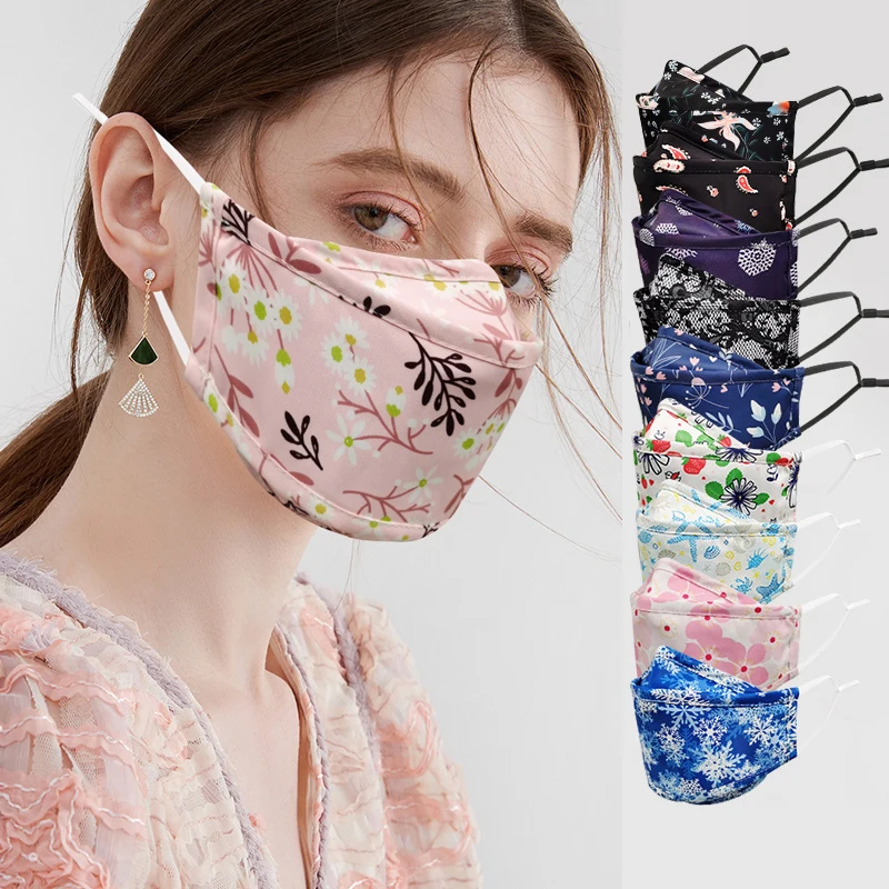 

1PC Adults Floral Cotton Facial Masks Unisex Reusable Warm Windproof Fish-shaped Mask Mascaras Christmas Mask For Face Women Men