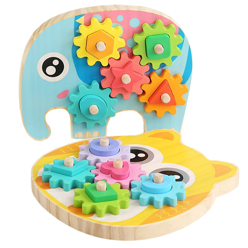 

Baby Gear Form Column Correspondence Animal game of busy wood plate Early education mathematics toys learning color geometry puz
