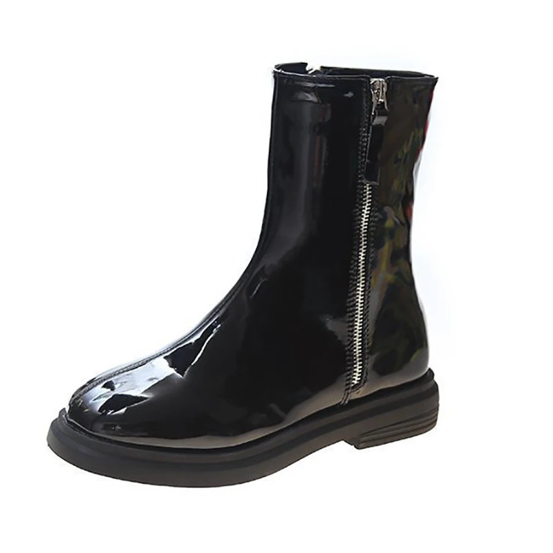 

Winter ankle shoes for woman new fashion sexy Round toe blue consice Zipper Flat shoes Short boots big size 40