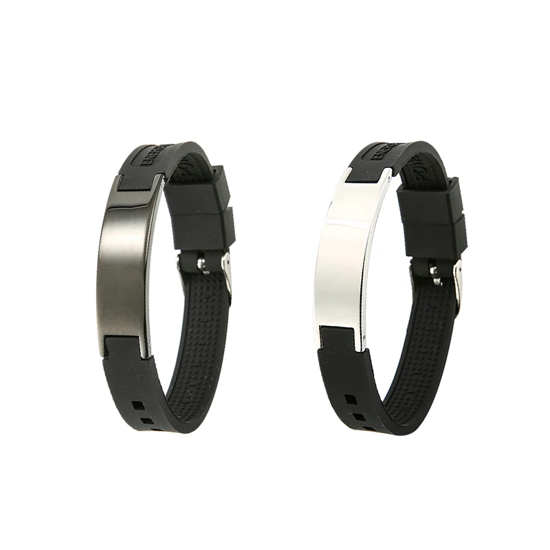 

Fashion Stainless Steel Silicone Geometrical Bracelet Rubber Men's Bracelet Bangle