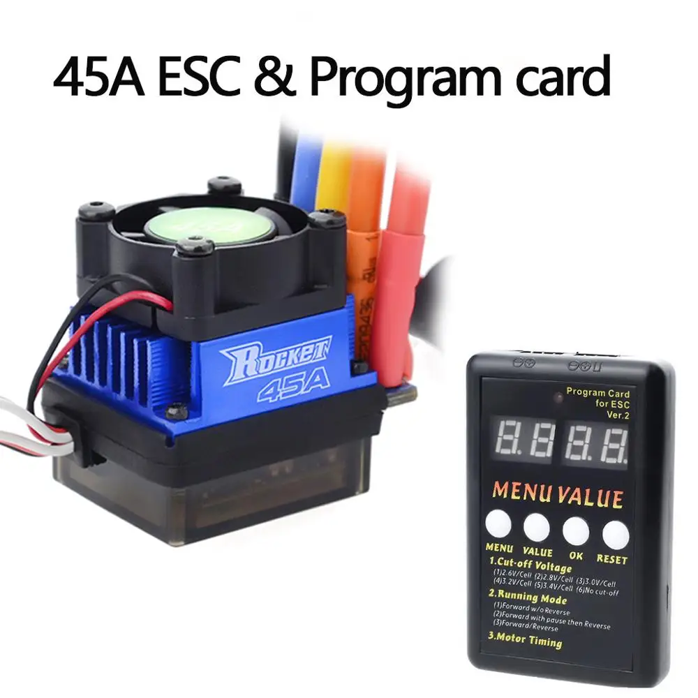 Ракета 45A бесщеточный ESC электрический регулятор скорости 6 в/2A BEC для 1/10 1/12 Traxxas