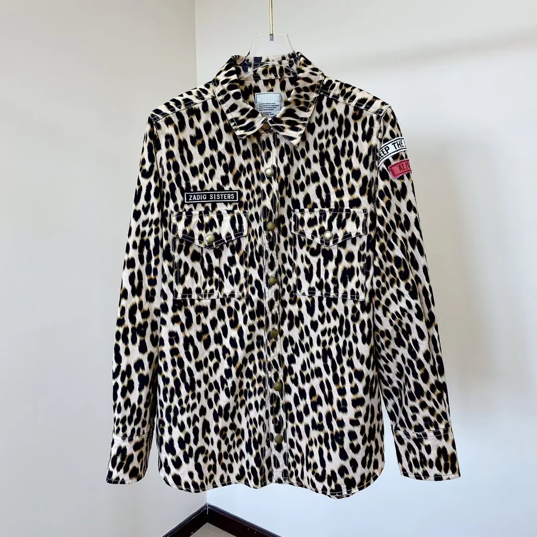 

Fashion leopard print women coat turn down collar single breasted casual lady jacket