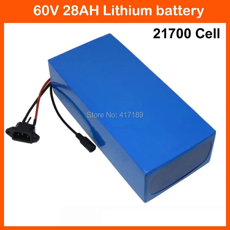 

2000W 60V 30AH Ebike Scooter Battery Pack 2500W 60V 16S 28AH 2500W Lithium ion Batterie Akku 21700 Cell 50A BMS 67.2V 5A Charger