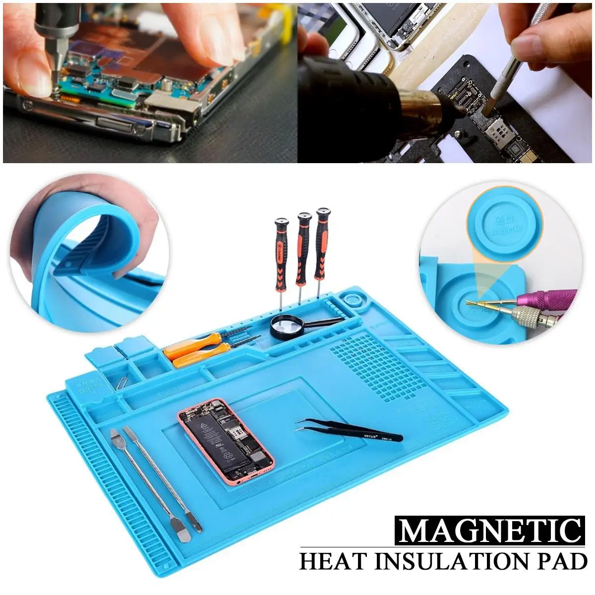 

Soldering Station Iron Phone Computer Repair Mat ESD Heat Insulation Working Mat Magnetic Heat-resistant BGA Insulator Platform