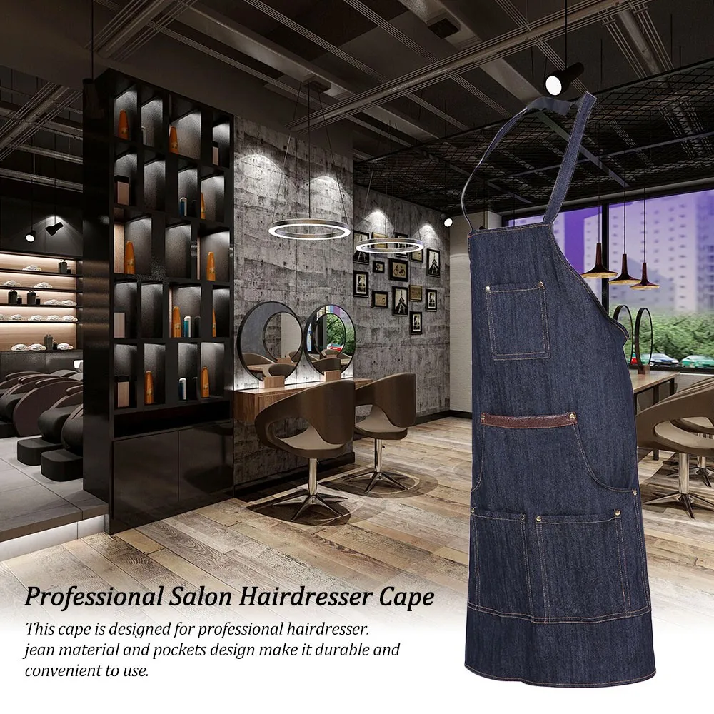 

Pro Salon Barber Cape Jean Apron Hair Cutting Cloth Hairdresser Gown Unisex Hair Dyeing Cape Hair Styling Tool