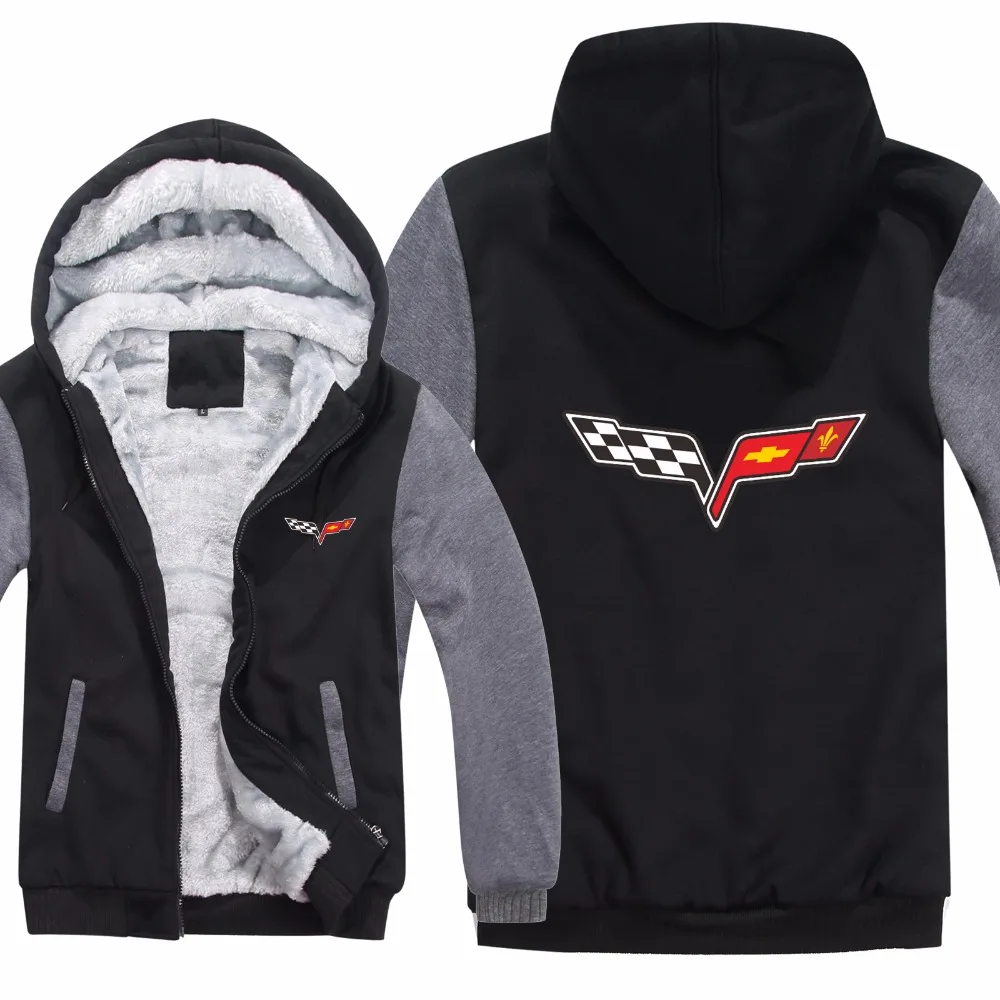 

Chevrolet corvette Sweatshirt Mans Jacket Winter High Quality Men Casual Wool Liner Fleece Corvette Men Hoodies