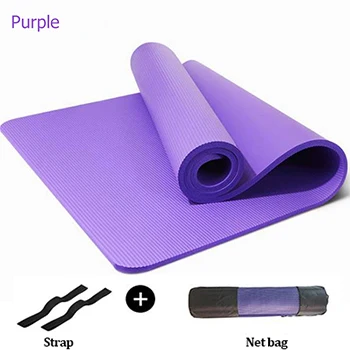 purple 15 мм Экстра толстые 185см*90 см Высокое качество NBR Нескользящие коврики для йоги для фитнеса сумка для Йога-коврика esterilla - Цвет: purple