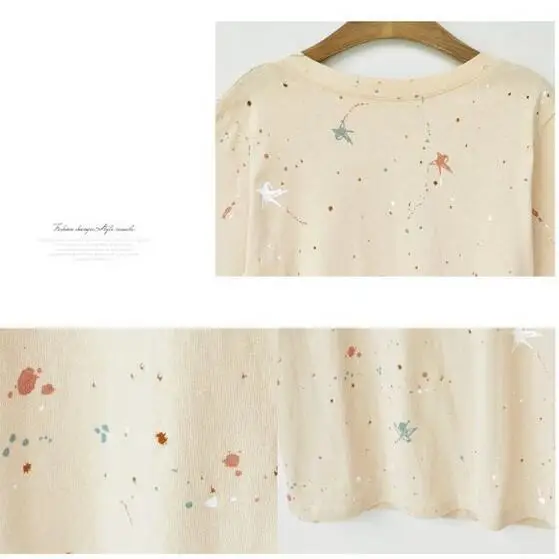 Летние топы женская футболка модная с принтом Женская Повседневная v-образным