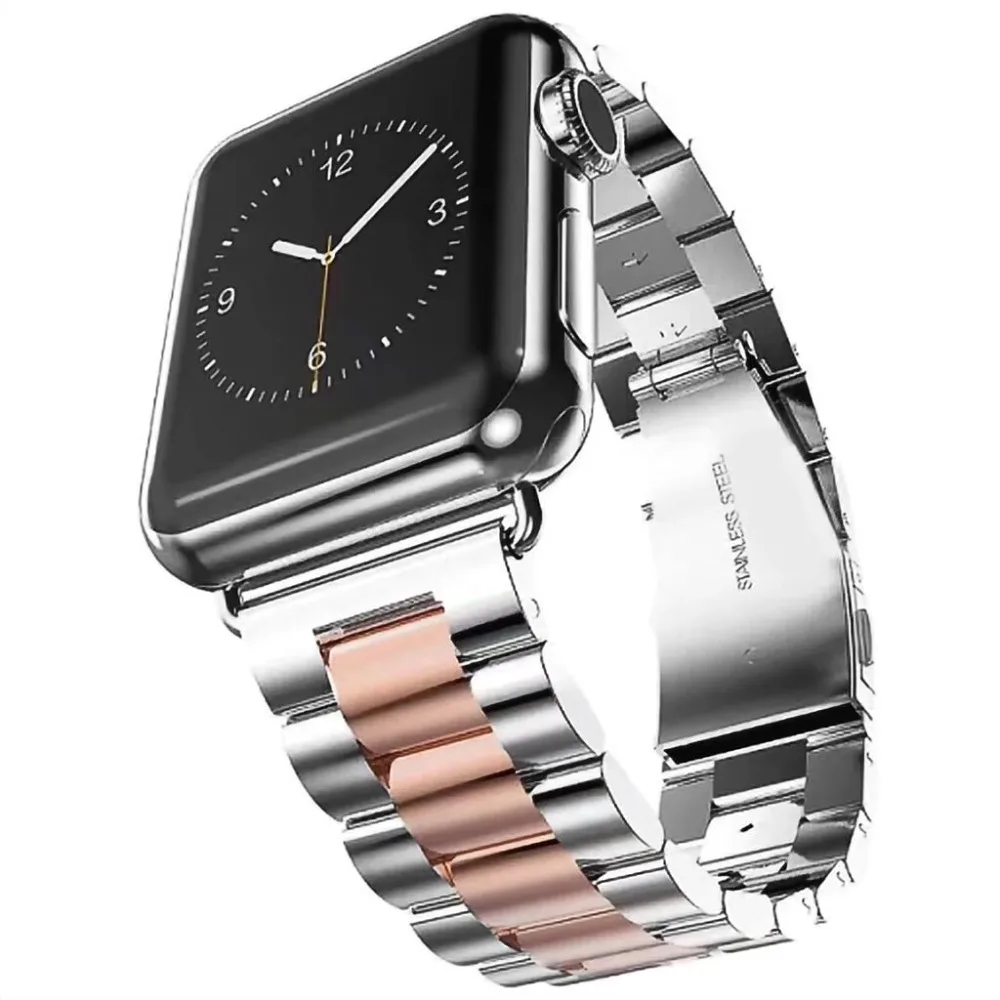 Браслет звеньевой из нержавеющей стали для Apple watch band SE 42 мм 38 металлический