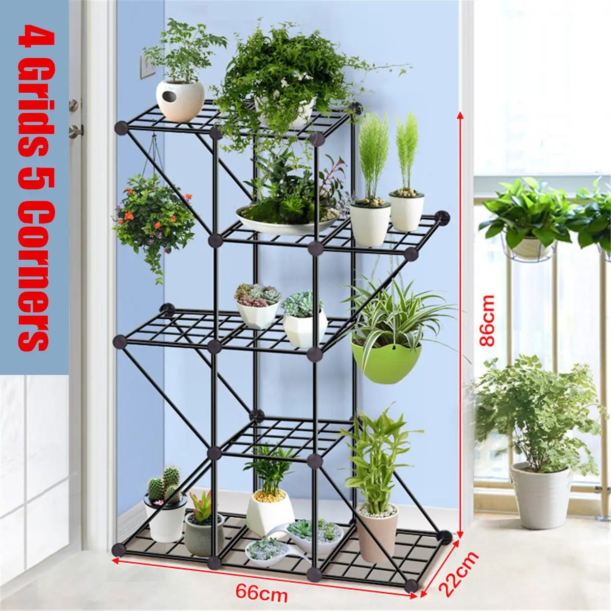 

Wrought iron balcony living room interior modern decoration floor-standing multi-layer flower shelf storage flower pot shelf