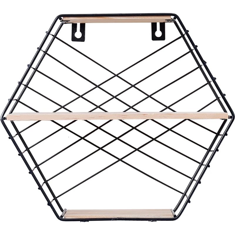 Декор для детской комнаты настенная полка гостиной подвесная шестиугольная из