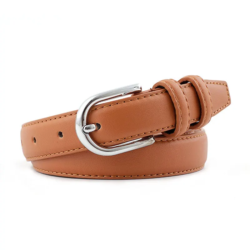 

2019 Female PU Leather Belts with Metal Silver Pin Buckle Women Harajuku Style Luxury Waist Strap Thin Jeans Dress Fashion Belt
