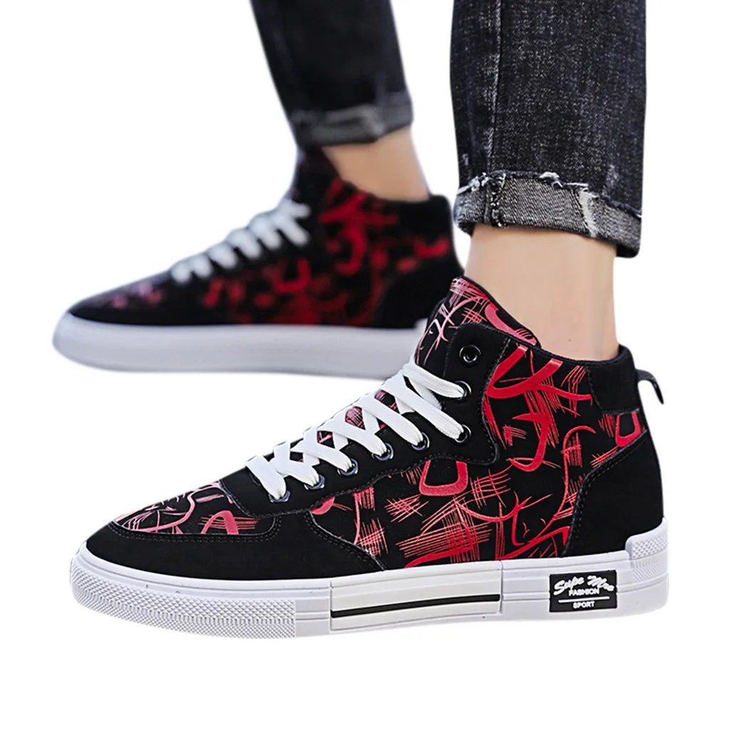 

SAGACE Fashion Flat Shoes Men's PU Breathable Comfortable Waterproof High-Top Board Shoes Platform Casual Student Shoes X0219