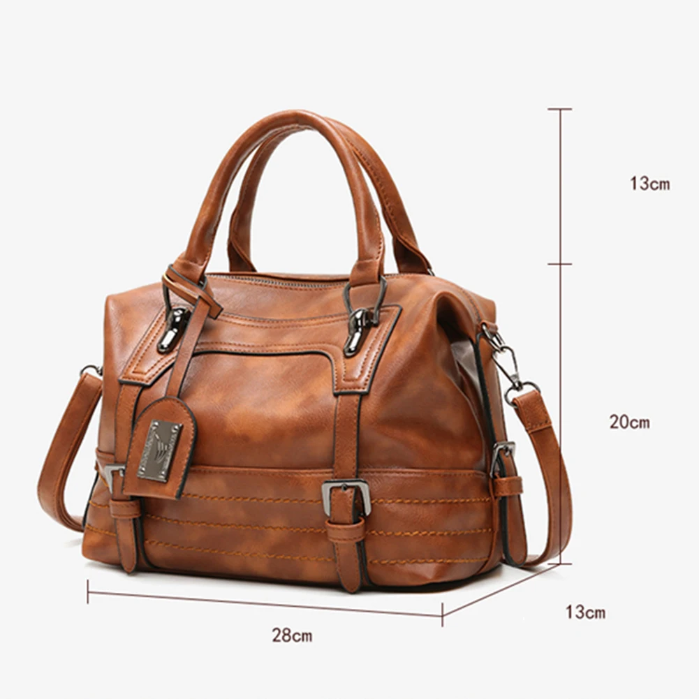 

Retro Washed PU Leather Shoulder Bag For Women Large Capacity Crossbody Office Ladies Work Bag Female Multi Pockets Travel Bag