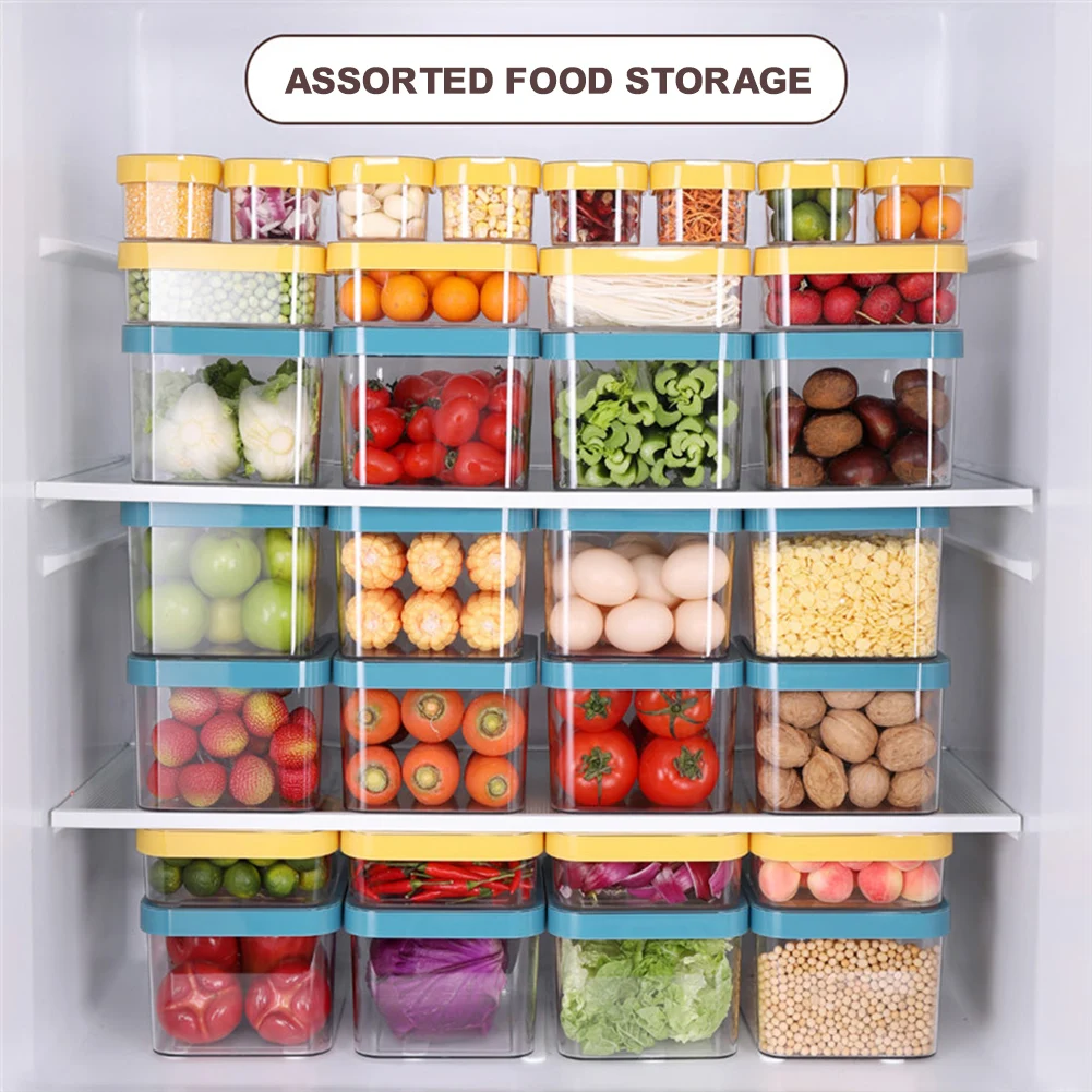 

Refrigerator Food Storage Container with Lids Food Fruit Vegetable Storage Organizer for Kitchen Refrigerator