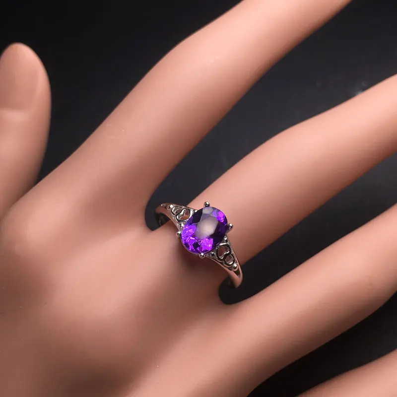 Женское кольцо с аметистом CSJ ювелирное изделие из серебра 925 пробы