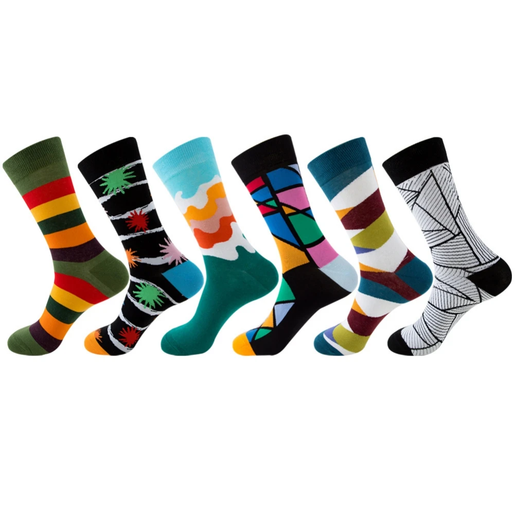 

Casual Men Cotton Socks Hiking Running Cycling Patterned Crew Daily Socks Wicking Socks for Shoes Size 7.5-11(38-46)