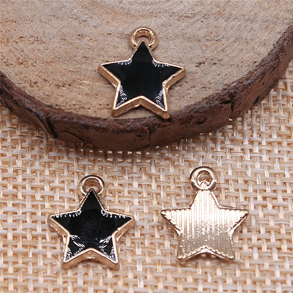 

15pcs 12x14mm Star Charms For Jewelry Making KC Gold Color Enamel Accessories