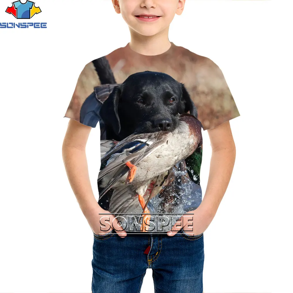 Камуфляжная футболка для мальчиков SONSPEE с 3D изображением охотничьих диких собак