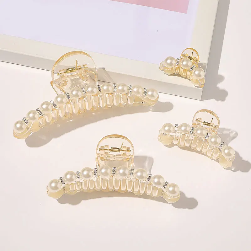 Модные жемчужные Заколки Стразы заколки для волос захват большой маленький